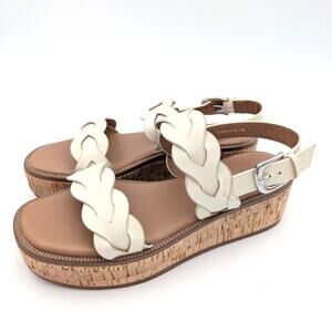 Nordstrom Rack Pennie Braided Platform Sandal Women's Cream Size US7.5 EU38